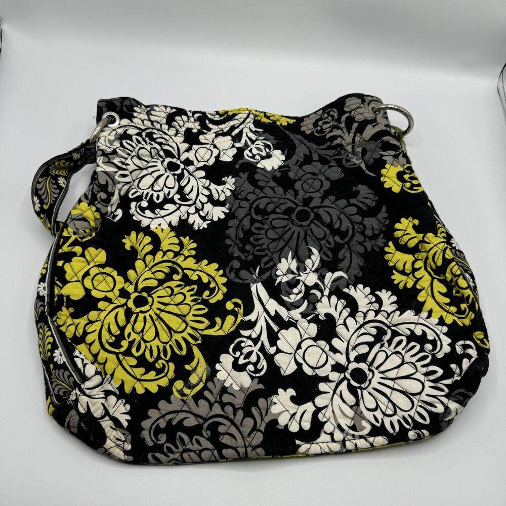 Vera Bradley Holiday Tote Baroque Shoulder Bag Purse Black Yellow Fabric
